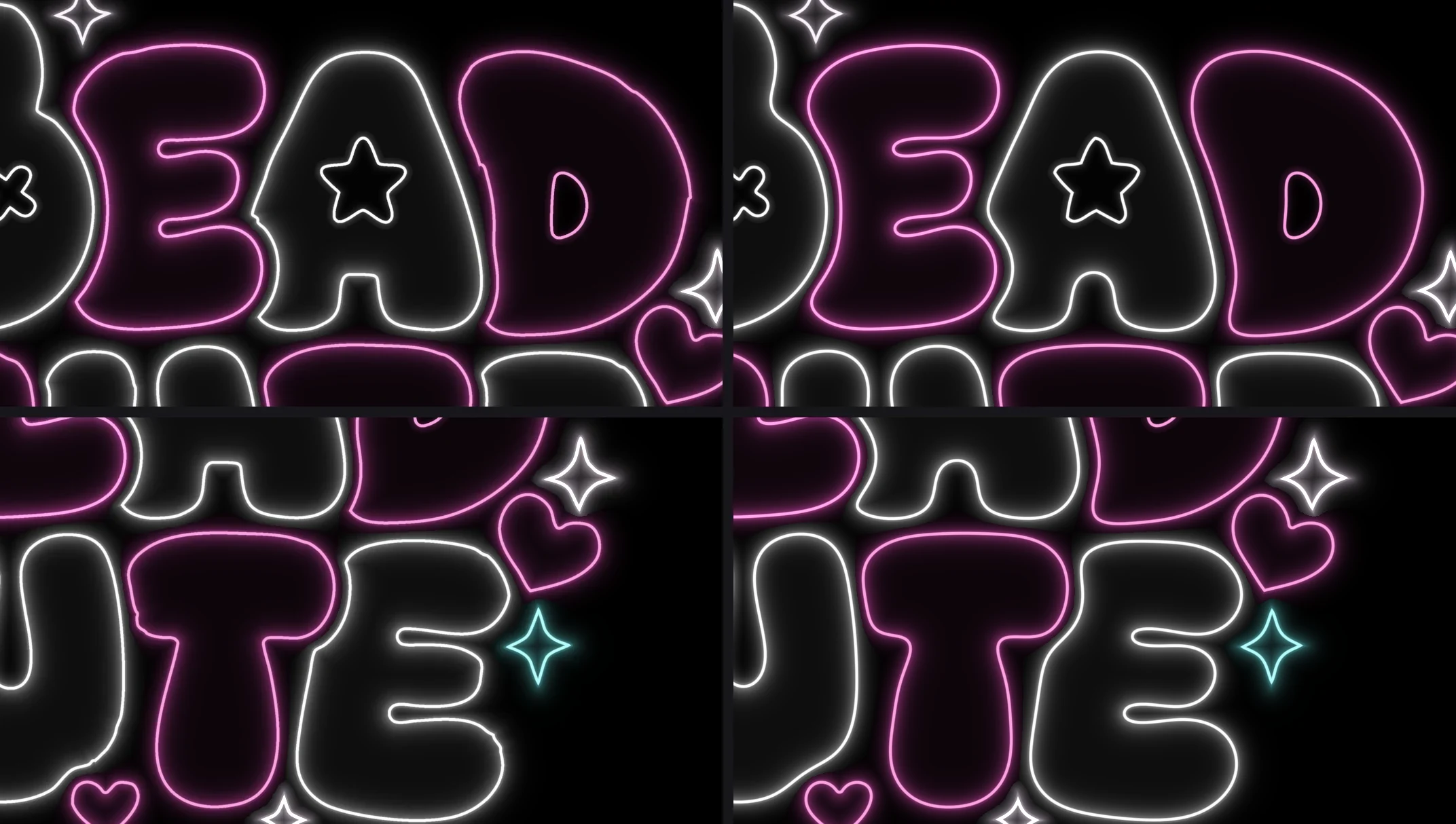 Neon close-ups of EAD and UTE. On the left, the first version, with bumps and small steps in the tubes. On the right, the fair curves, smooth.