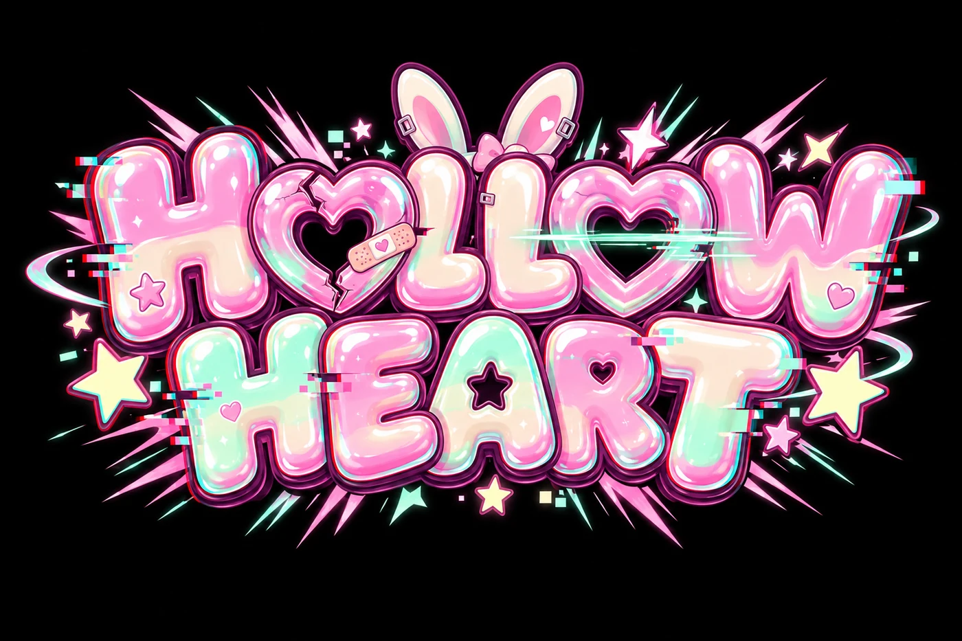 The name HOLLOW HEART drawn as a kawaii logo by GPT Image 2.5.