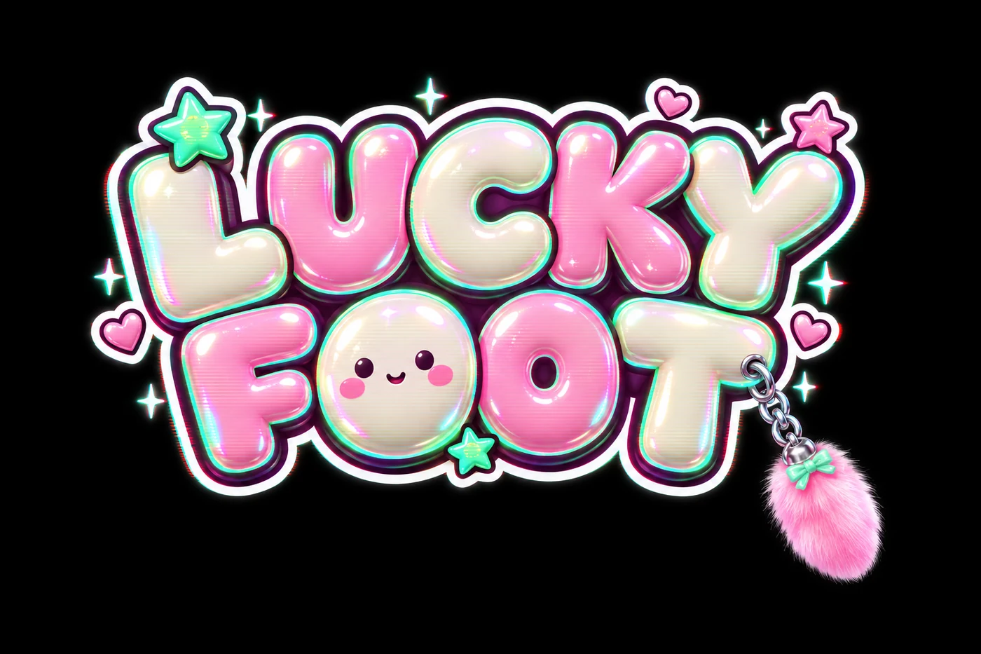 The name LUCKY FOOT drawn as a kawaii logo by GPT Image 2.5.